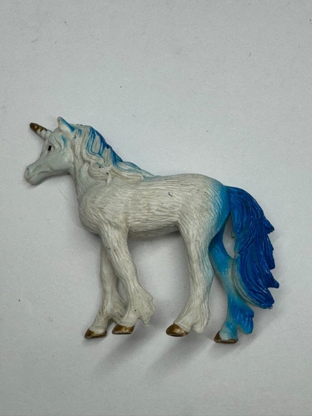 Miniature Blue & White Unicorn Figurine With Gold Accents - 3.5 Inches Long